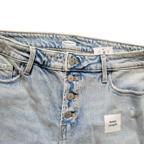 Old Navy Power Slim Straight High Rise Ankle Length Distressed Jeans Sz 14 - Picture 6 of 10